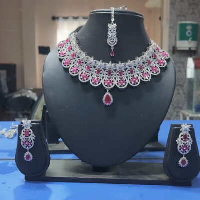 CZ jewellery white and red stone set