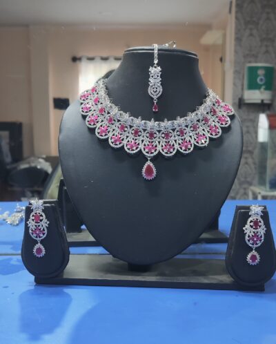 CZ jewellery white and red stone set