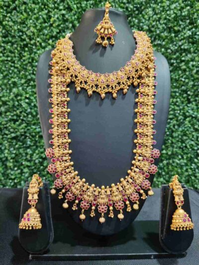 Gold Imitation with Red stones Jewellery
