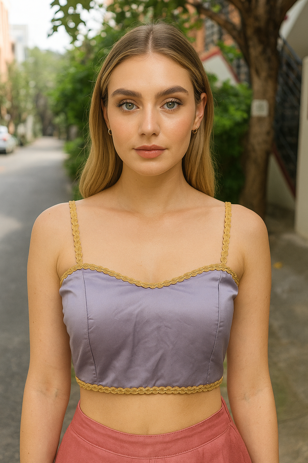 BUY CHARMINE CHAYA Satin Shoulder Strap Designer Ready Made Kantara Blouse - Image 30