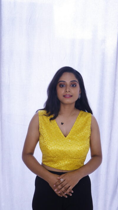 Buy Designer Satin with LACE NET Fabric and V Neckline Blouse and Attached Sleeves