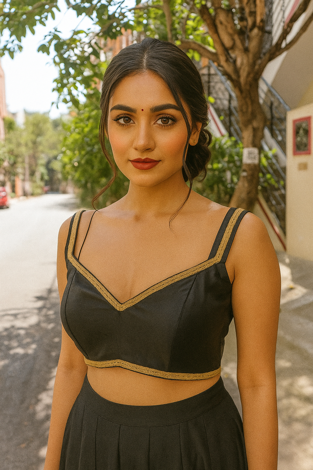 Buy Designer Satin Blouse with Broad Sweethearts Neck,and Back Neck Hook - Image 16