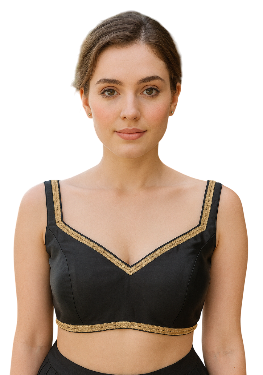 Buy Designer Satin Blouse with Broad Sweethearts Neck,and Back Neck Hook - Image 11