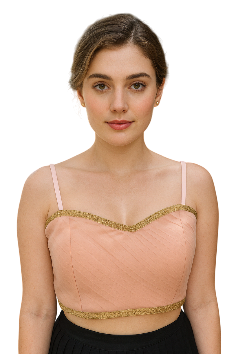 BUY CHARMINE CHAYA Satin Shoulder Strap Designer Ready Made Kantara Blouse - Image 16