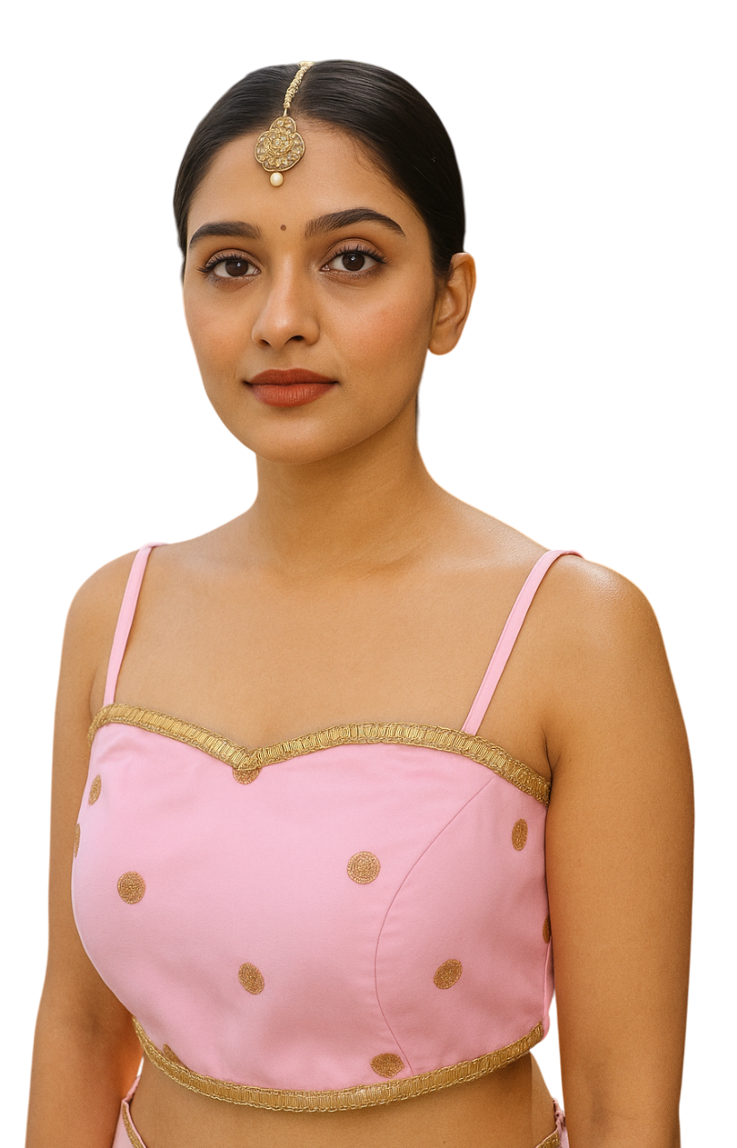 BUY CHARMINE CHAYA Satin Shoulder Strap Designer Ready Made Kantara Blouse - Image 8