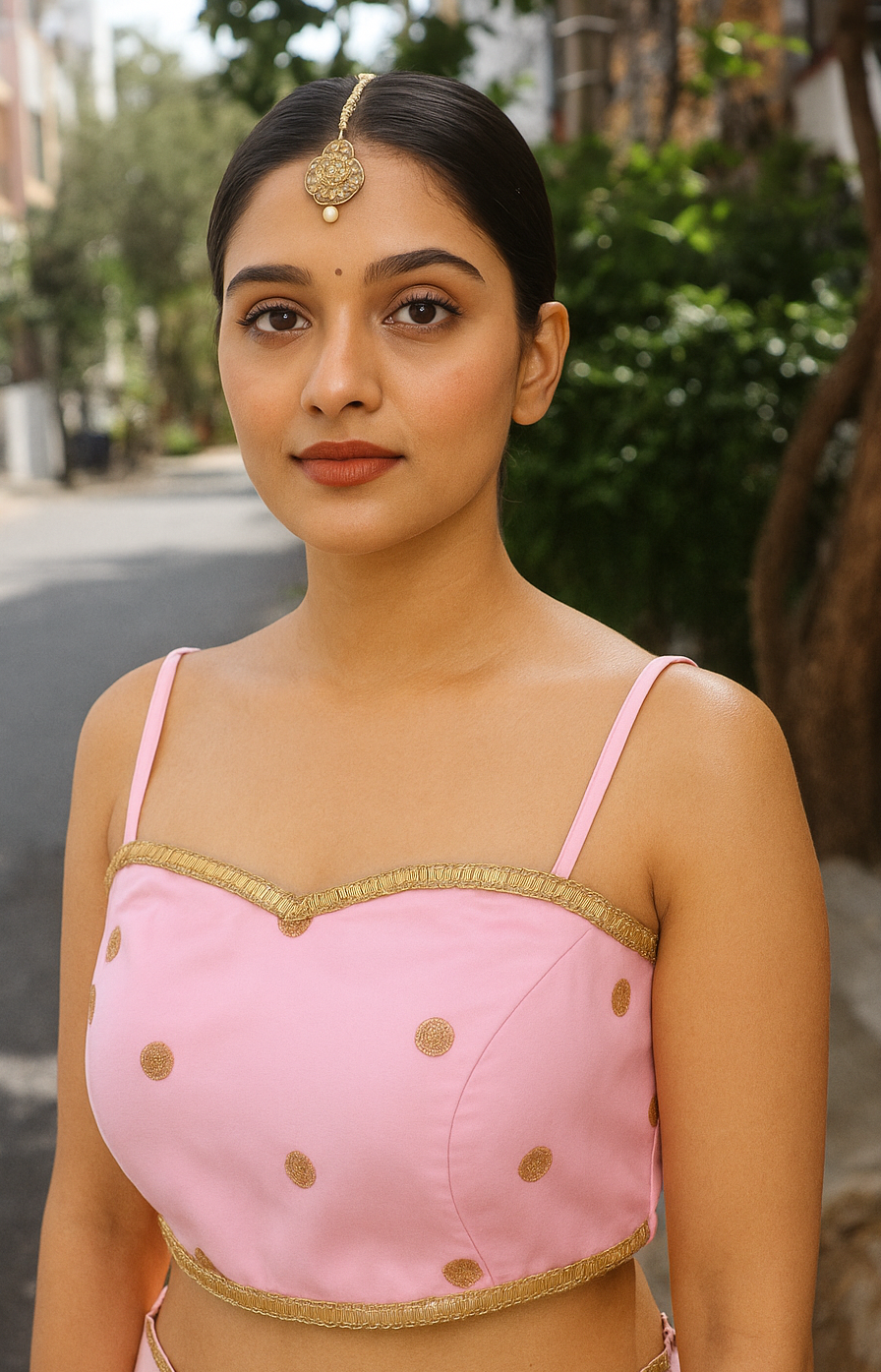 BUY CHARMINE CHAYA Satin Shoulder Strap Designer Ready Made Kantara Blouse - Image 9