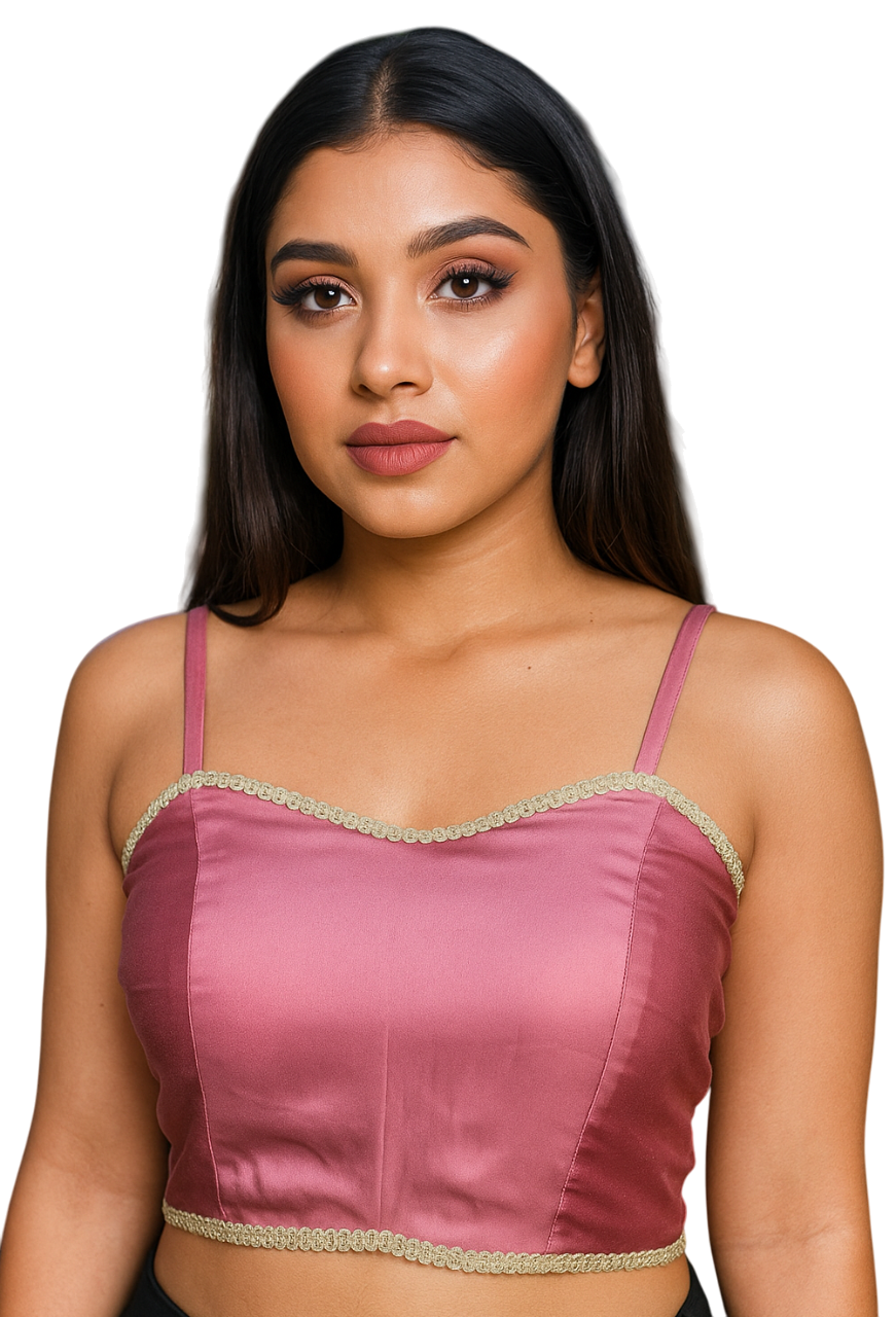 BUY CHARMINE CHAYA Satin Shoulder Strap Designer Ready Made Kantara Blouse - Image 12