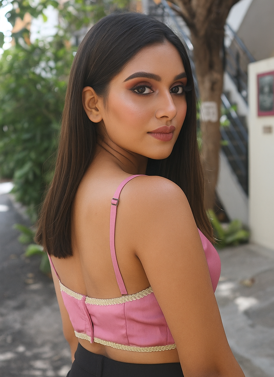 BUY CHARMINE CHAYA Satin Shoulder Strap Designer Ready Made Kantara Blouse - Image 15