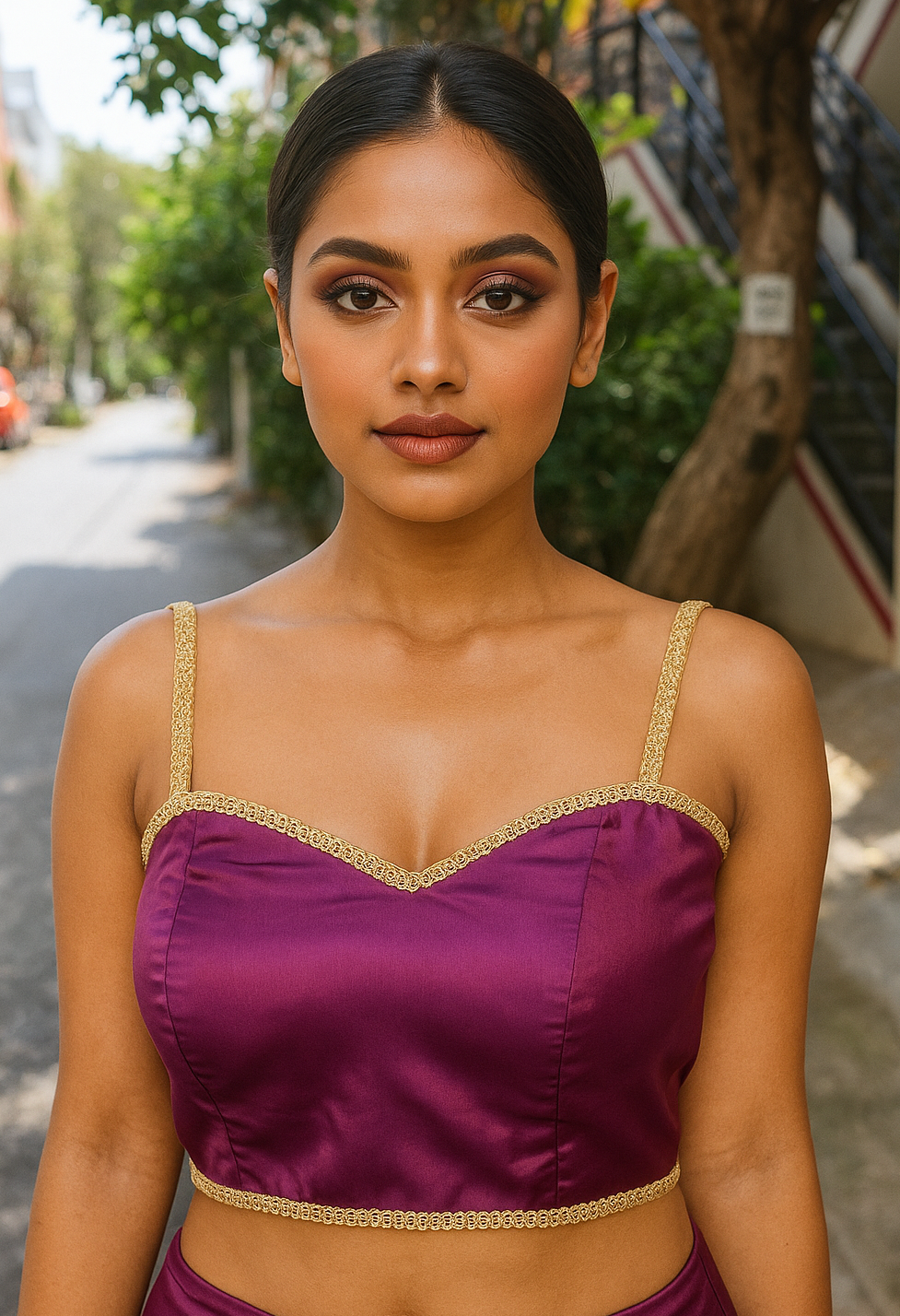 BUY CHARMINE CHAYA Satin Shoulder Strap Designer Ready Made Kantara Blouse - Image 22