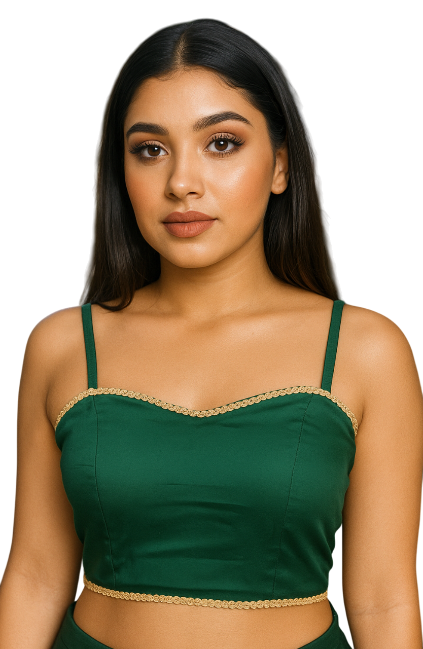 BUY CHARMINE CHAYA Satin Shoulder Strap Designer Ready Made Kantara Blouse