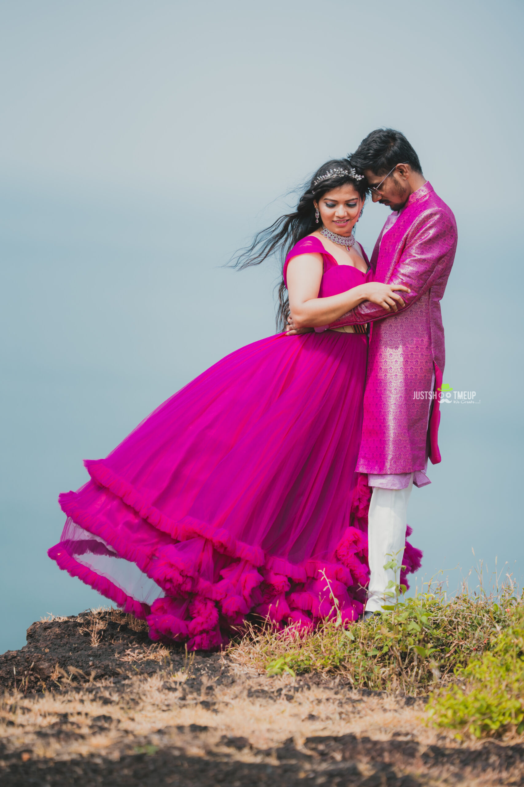 BUY PINK Heavy Netted Flared Gown - Image 2