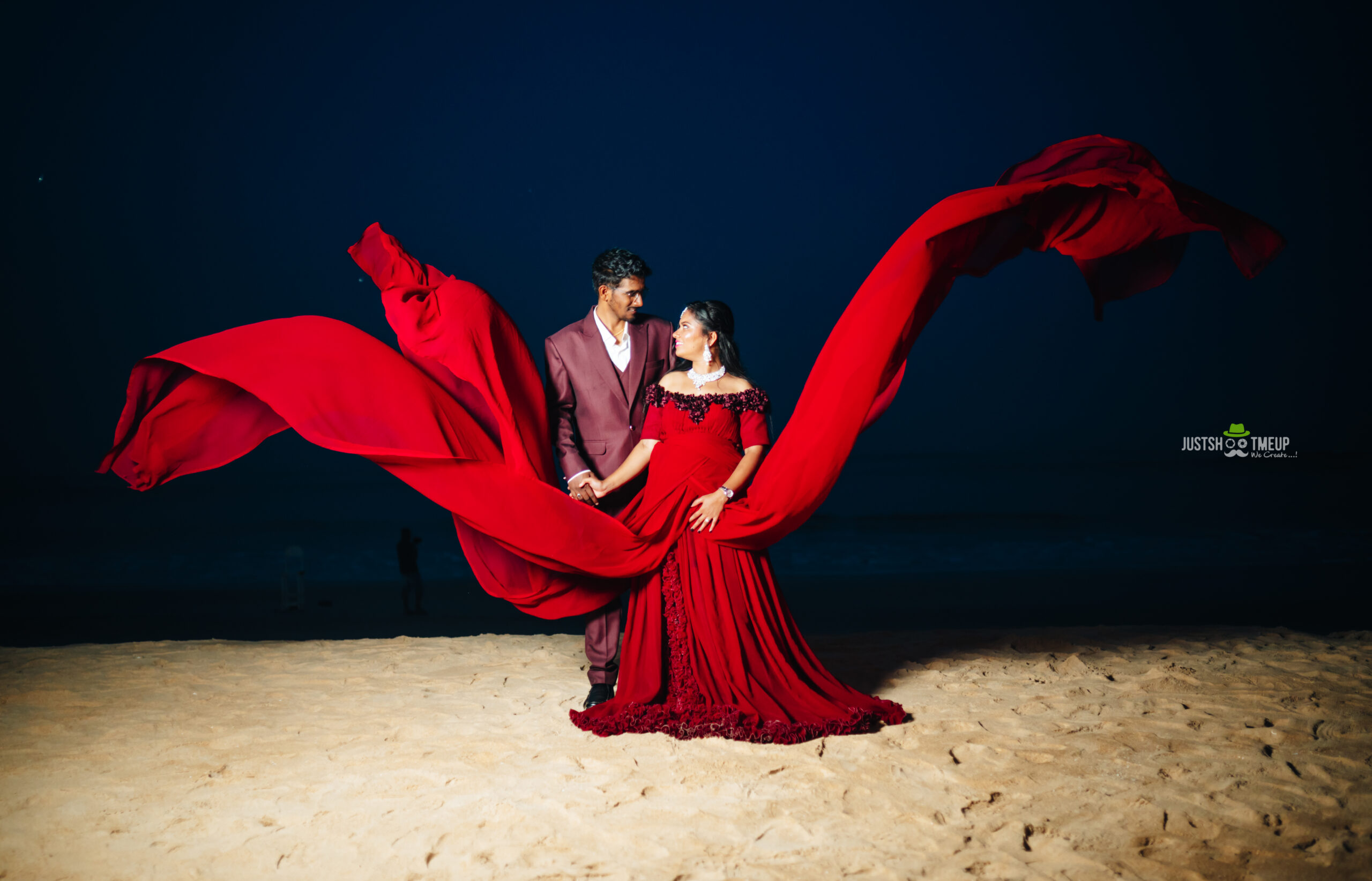 BUY Marron Georgette Tail Gown - Image 7