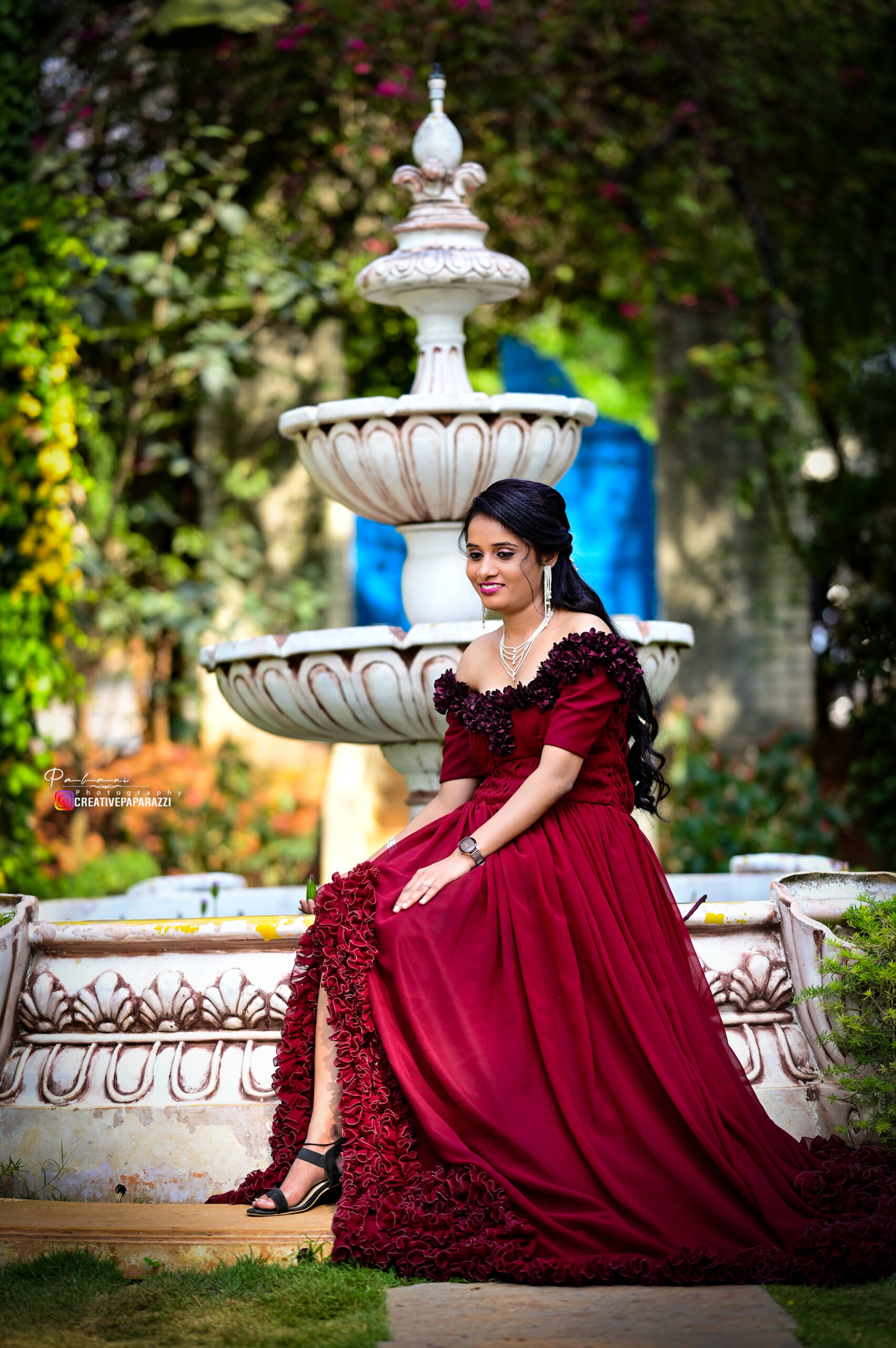 BUY Marron Georgette Tail Gown - Image 5