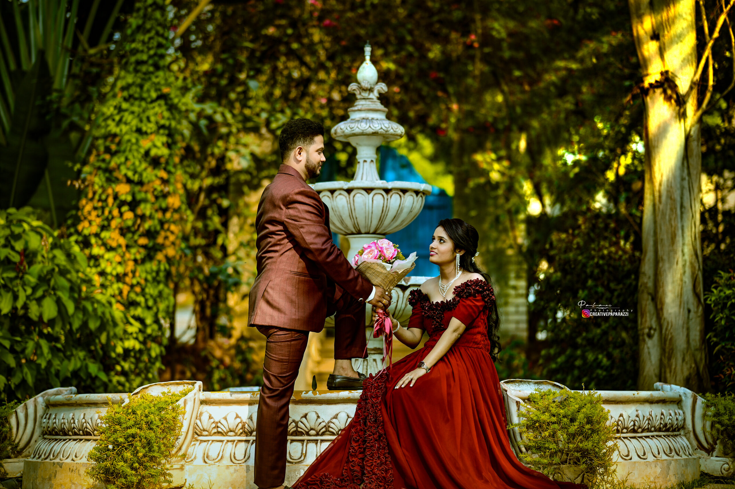 BUY Marron Georgette Tail Gown - Image 3