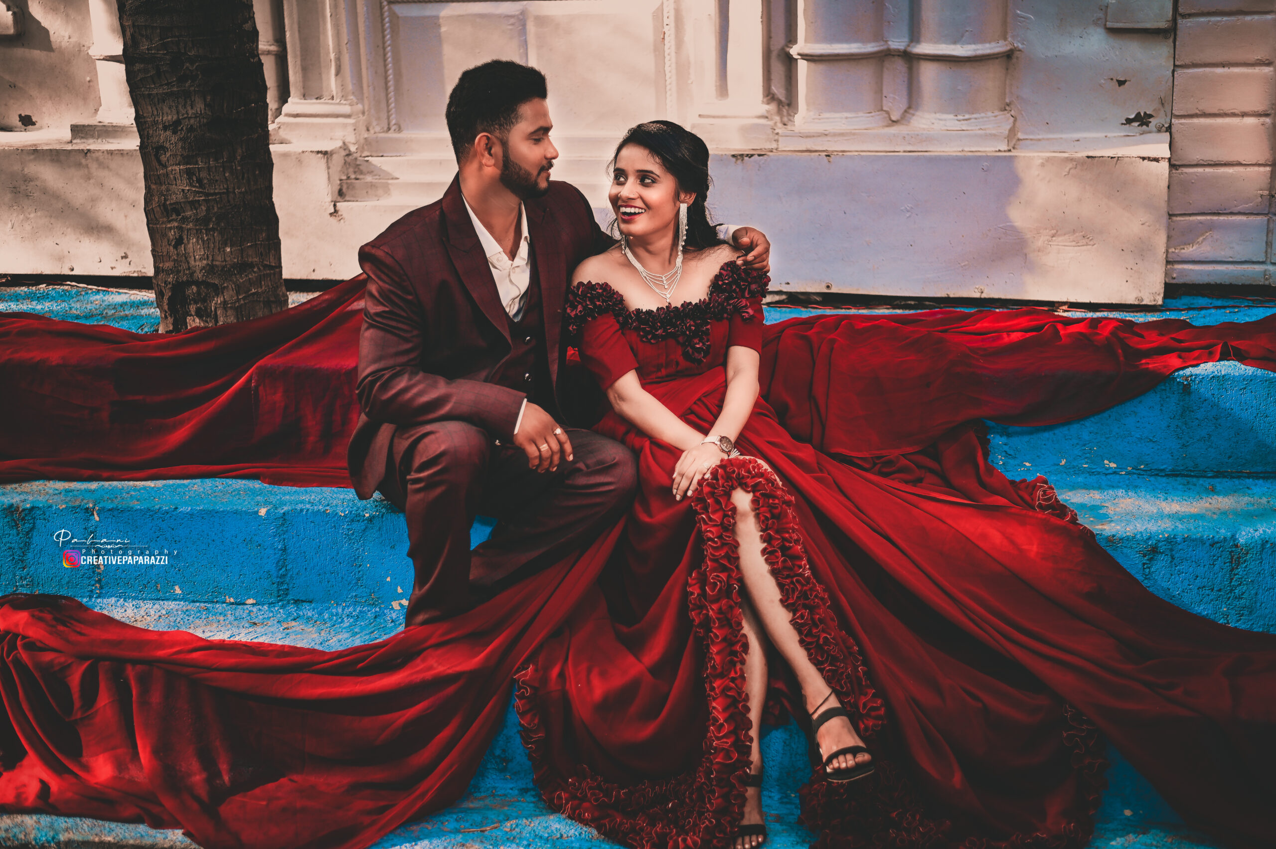 BUY Marron Georgette Tail Gown - Image 6